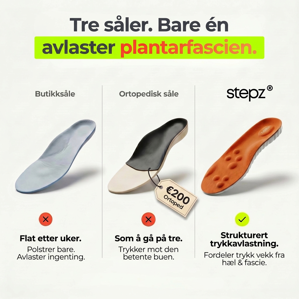 Avlastningssåler mot hælsmerter og plantar fasciitt